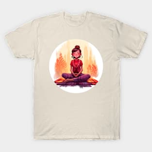 Harmony in Red: A Meditative Journey T-Shirt